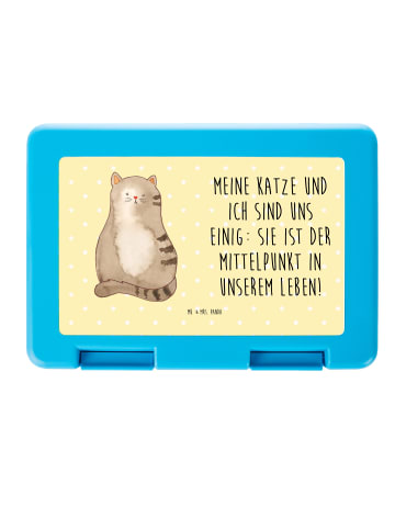 Mr. & Mrs. Panda Bento Box Katze Sitzen mit Spruch in Gelb Pastell