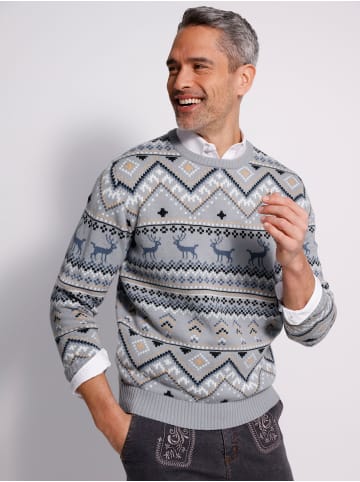 Sieh an! Pullover in steingrau-schwarz-gemustert