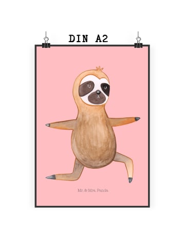 Mr. & Mrs. Panda Bild Faultier Yoga ohne Spruch in Rot Pastell