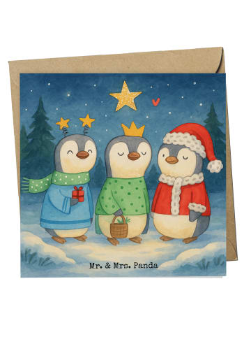 Mr. & Mrs. Panda Grußkarte Winterzeit Heilige drei Könige Design... in Weiß