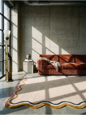KADIMA DESIGN Wollteppich Kurzflor WINCH Bordüre Abstrakt Handgetuftet Naturfaser in Multi