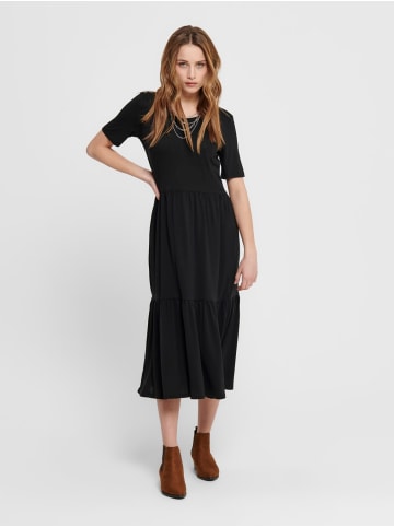 JACQUELINE de YONG Lockeres Midi Rüschen Kleid Maxi Bluse Kurzarm Stretch JDYDALILA in Schwarz