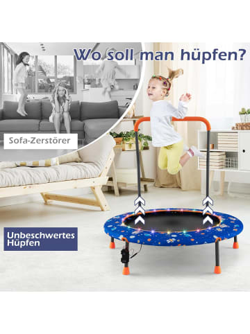 COSTWAY Trampolin mit Griff & LED 3-6 Jahre in Blau