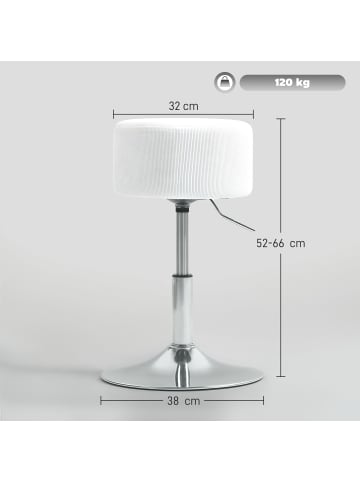 HOMCOM Barhocker-Ø38 x 52-66H cm-Weiß