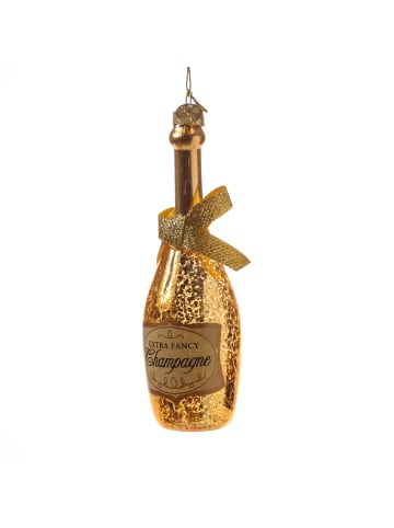 MARELIDA Baumschmuck Champagner Flasche Glas Ahnänger in gold