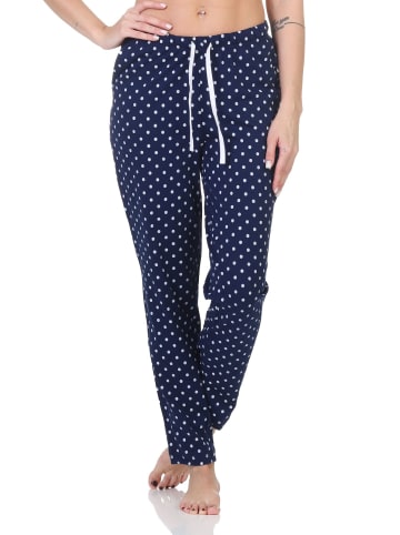 NORMANN Damen Pyjama Hose lang Mix & Match in marine