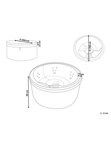 Beliani Outdoor Whirlpools MARFIL in Weiß/Silber/Braun - (W) 198 x (H) 90 x (L) 198 cm