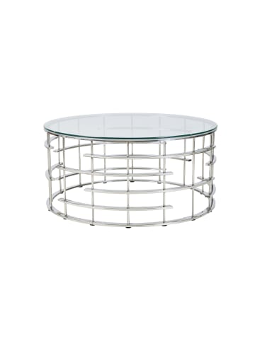 SalesFever Couchtisch rund Ø 90 cm Glasplatte 8 mm und Edelstahlgestell in Silber