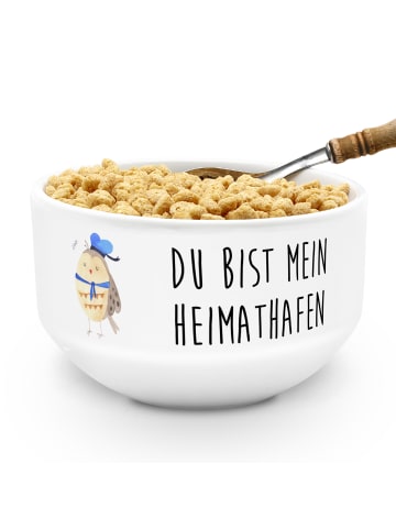 Mr. & Mrs. Panda Müsli Schüssel Eule Matrose mit Spruch in Weiß