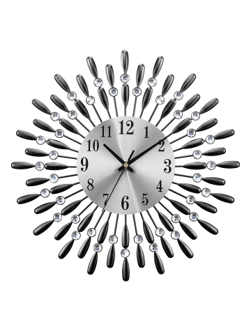 Tphecda Wanduhr mit Kristall-Deko in Silber ⌀37.5 cm