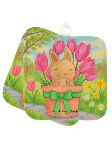 Mr. & Mrs. Panda Topflappen Hase Tulpen Design ohne Spruch in Weiß