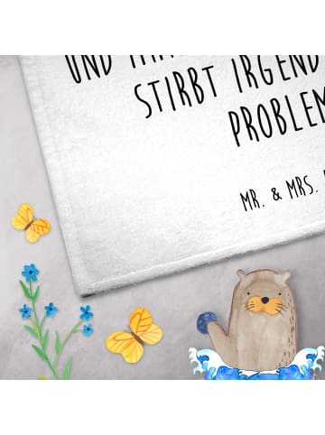 Mr. & Mrs. Panda Gästehandtuch Eichhörnchen Blume mit Spruch in Weiß