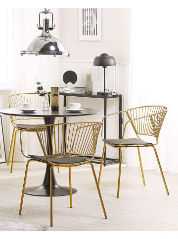 Beliani 2er-Set Esszimmerstuhl RIGBY in Gold/Schwarz