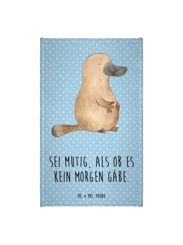 Mr. & Mrs. Panda Gästetuch Schnabeltier Mut mit Spruch in Blau Pastell