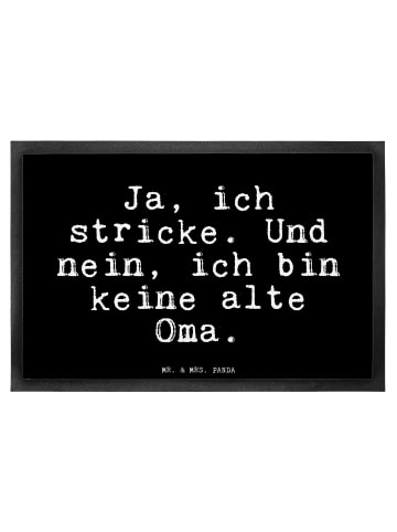 Mr. & Mrs. Panda Fußmatte außen Ja, ich stricke. Und... mit Spruch in Schwarz