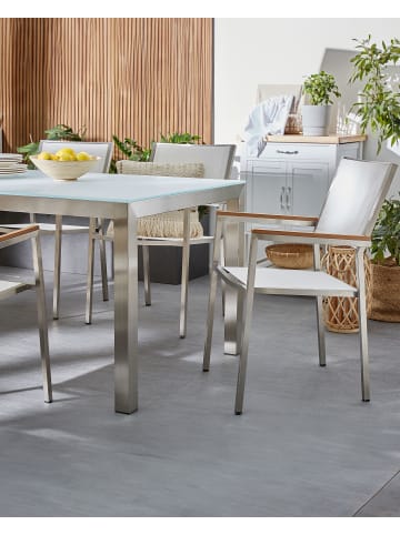 Beliani 4er-Set Esszimmerstuhl GROSSETO in Weiß/Silber/Braun