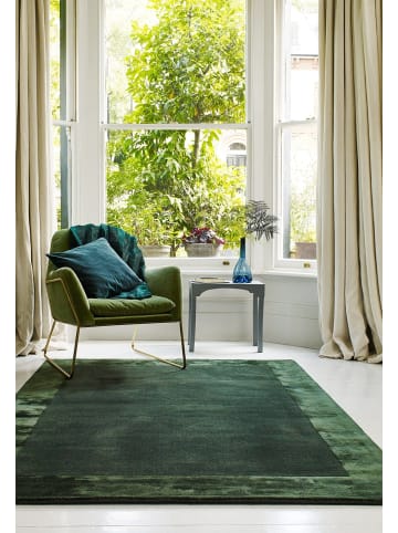 KADIMA DESIGN Teppich Wolle mit Viskose-Mix, Unifarben, Handgefertigt, Robust in Grün