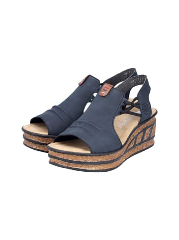 rieker Sandalen mit Keilabsatz und Gummibändern von Nabukino Blau
