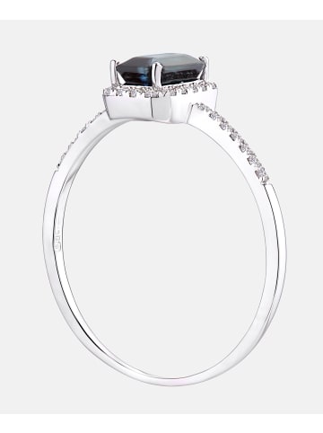 Diamant L'éternel Cluster-Ring aus 750 Weißgold mit Diamant mit Saphir