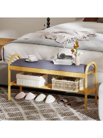 COSTWAY Schuhbank mit Sitzfläche 101 x 31 x 51 cm in Grau