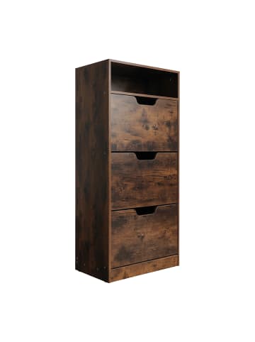 relaxdays Schuhschrank "Industrial" in Dunkelbraun - (B)60 x (H)140 x (T)24 cm