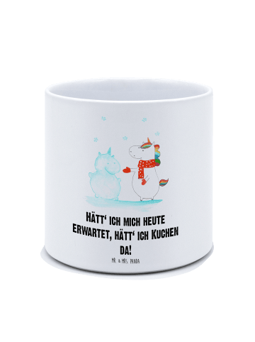 Mr. & Mrs. Panda Blumenkübel Einhorn Schneemann mit Spruch in Weiß