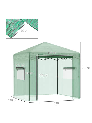Outsunny Gewächshaus in Grün 238L x 178B x 240H cm