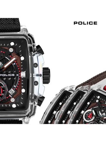 Police Chronograph-Armbanduhr Police Clout schwarz, braun extra groß (ca. 43x43,8mm)