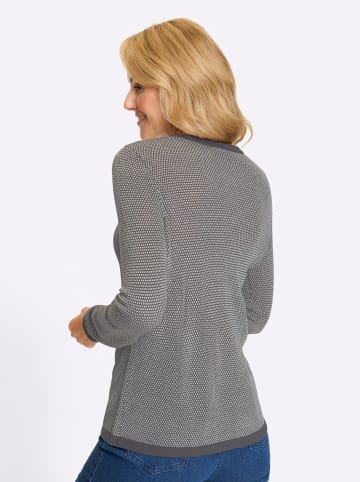 Sieh an! Rundhalspullover in anthrazit-ecru-gemustert
