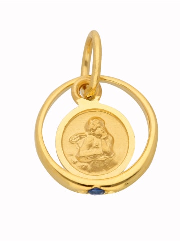 Adeliás 333 Gold Anhänger Taufring mit Safir Ø 10,1 mm in blau