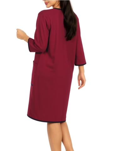 Aquarti Aquarti Damen Bademantel mit Reißverschluss 3/4 Ärmel in weinrot