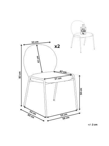 Beliani 2er-Set Esszimmerstuhl ELLIE in Beige