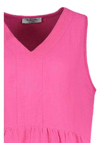 Sublevel Elegantes Ärmelloses Midi-Kleid mit V-Ausschnitt in Pink