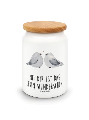 Mr. & Mrs. Panda Teedose Turteltauben Liebe mit Spruch in Weiß