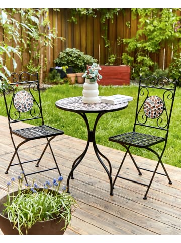 Beliani 2er-Set Gartenstuhl CARPINO in Schwarz/Gold/Grau