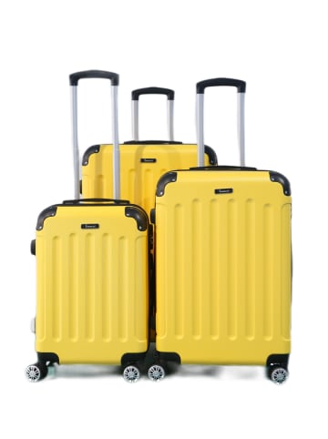 Cheffinger Reisekoffer Koffer 3 tlg Hartschale Trolley Set in Gelb