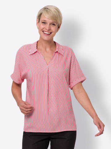 Sieh an! Schlupfbluse in grapefruit-weiß-gestreift