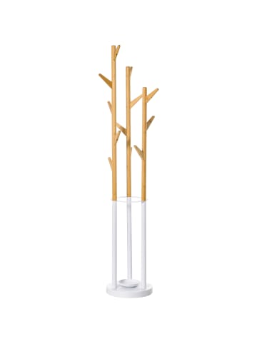 HOMCOM Garderobenständer-30,5B x 30,5T x 174,5H cm-Natur, Weiß