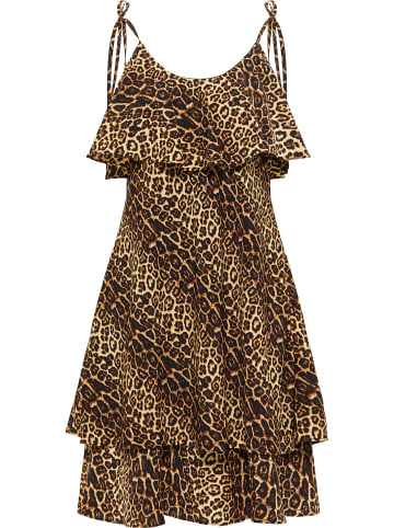 faina Kleid Mit Leoprint in Beige Leo