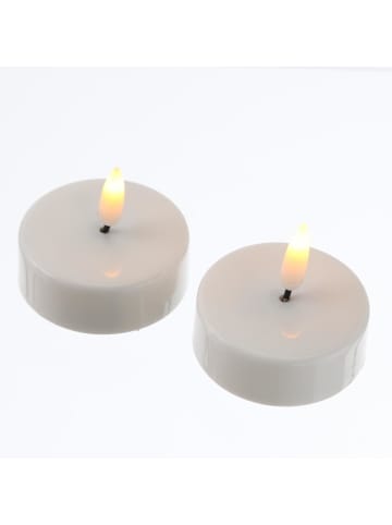 MARELIDA 2er Set LED Maxi Teelichter Kunststoff flackernd D: 6cm in weiß