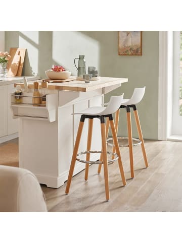 SoBuy Barhocker in Weiß/ Braun - (B)41 x (H)84 x (T)41cm