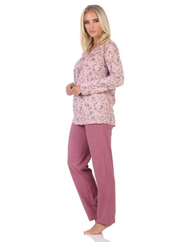 NORMANN Fraulicher Damen Pyjama Schlafanzug - auch in Übergrößen - 88193 in altrose