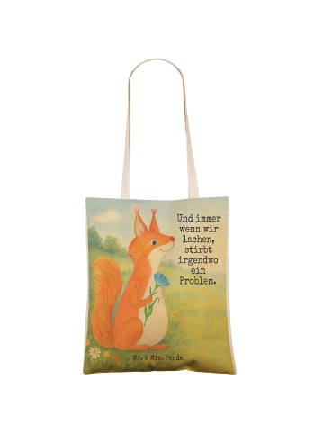Mr. & Mrs. Panda Tasche Eichhörnchen Blume Design mit Spruch in Weiß