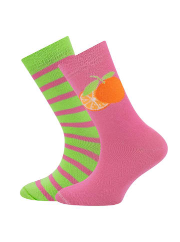 ewers 2er-Set Socken 2er Pack Orangen/Ringel in h.himbeere-mint