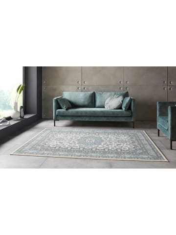 Nouristan Orientalischer Kurzflor Teppich Parun Täbriz Creme hellblau