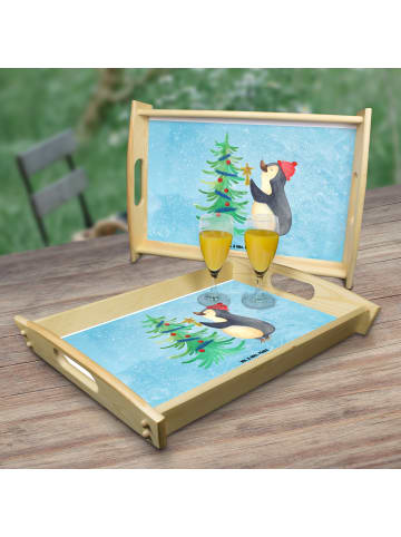 Mr. & Mrs. Panda Serviertablett Pinguin Weihnachtsbaum ohne Spruch in Eisblau