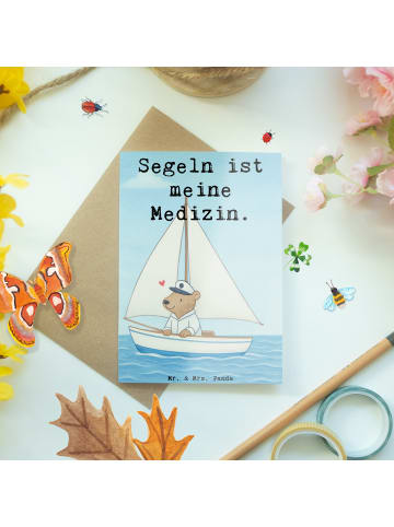 Mr. & Mrs. Panda Grußkarte Bär Segeln Design mit Spruch in Weiß
