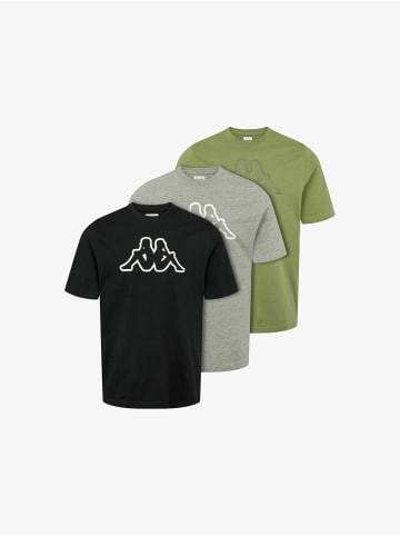 Kappa T-Shirt Cromen 3-pack in Grey mel-black-olive green