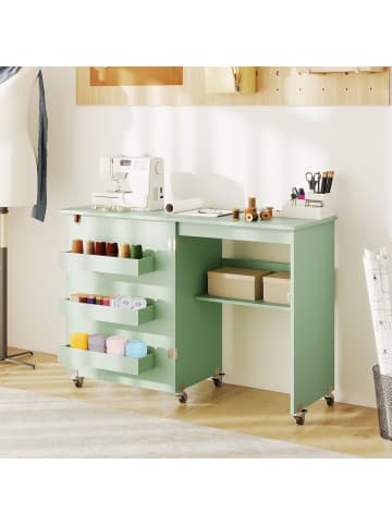 COSTWAY 2 in 1 Nähtisch Beistelltisch klappbar in Hellgrün