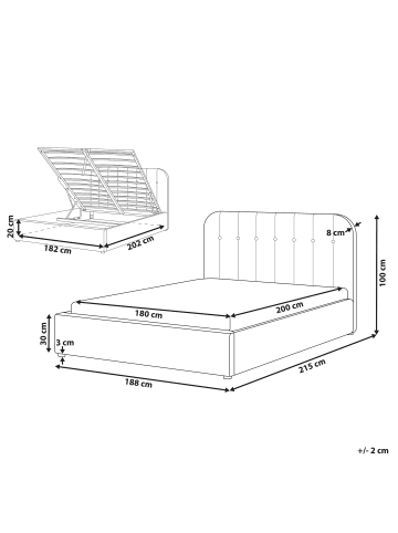 Beliani Doppelbett CHALLANS in Beige/Schwarz - (W) 188 x (H) 101 x (L) 215 cm
